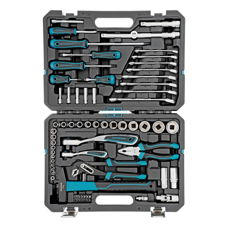 Набор инструментов, 1/4", 1/2", CrV, 120 зубьев, 76 предметов Gross (14156)