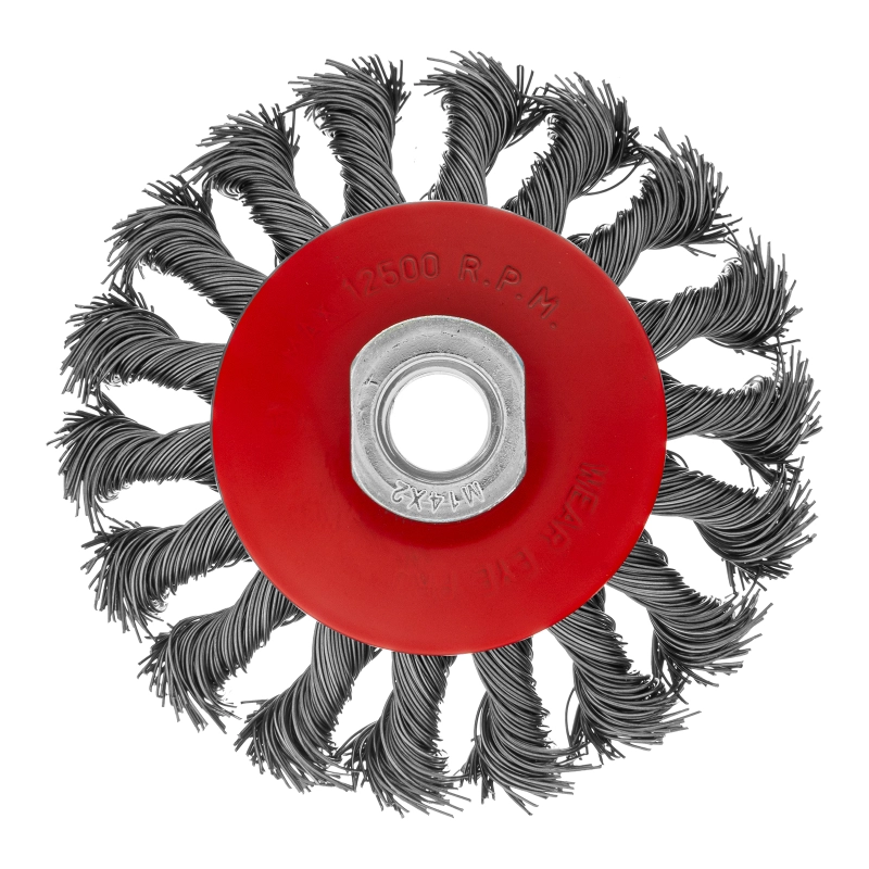 Щетка для УШМ, 100 мм, М14, "тарелка", крученая проволока 0.5 мм Matrix (74609)