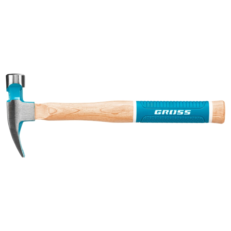 Молоток-гвоздодер, 280 г, угол 75, магнит, обрезиненная рукоятка American hickory GROSS (10417)