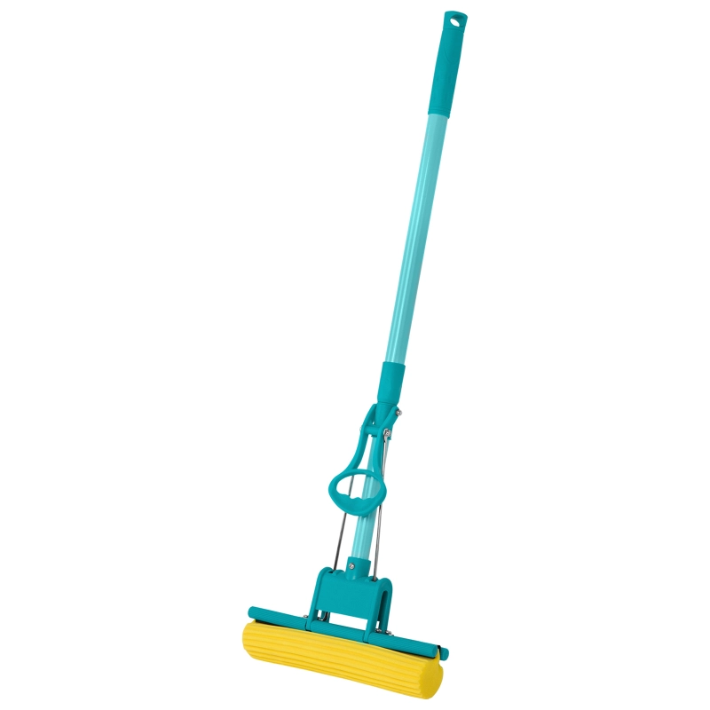 Швабра отжимная, 110 см, губка PVA 26х5,5х6 см, телескопическая рукоятка, бирюзовая, Home Palisad (935165)