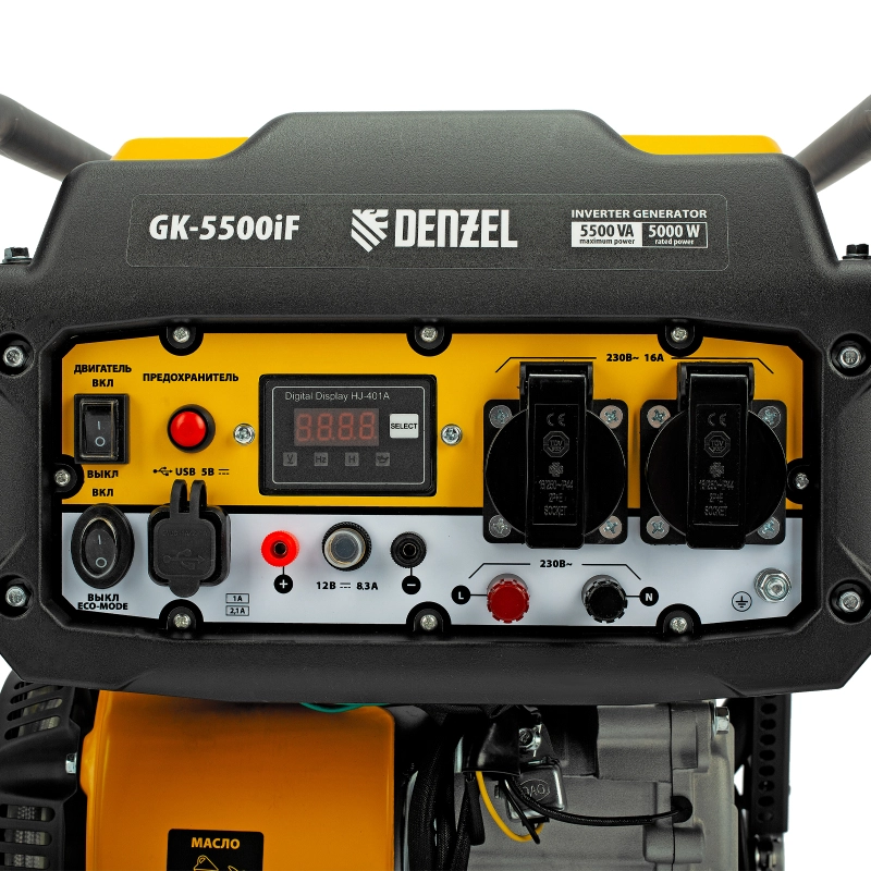 Генератор инверторный GK-5500iF, 5,5 кВт, 230 В, ручной старт DENZEL (94709)