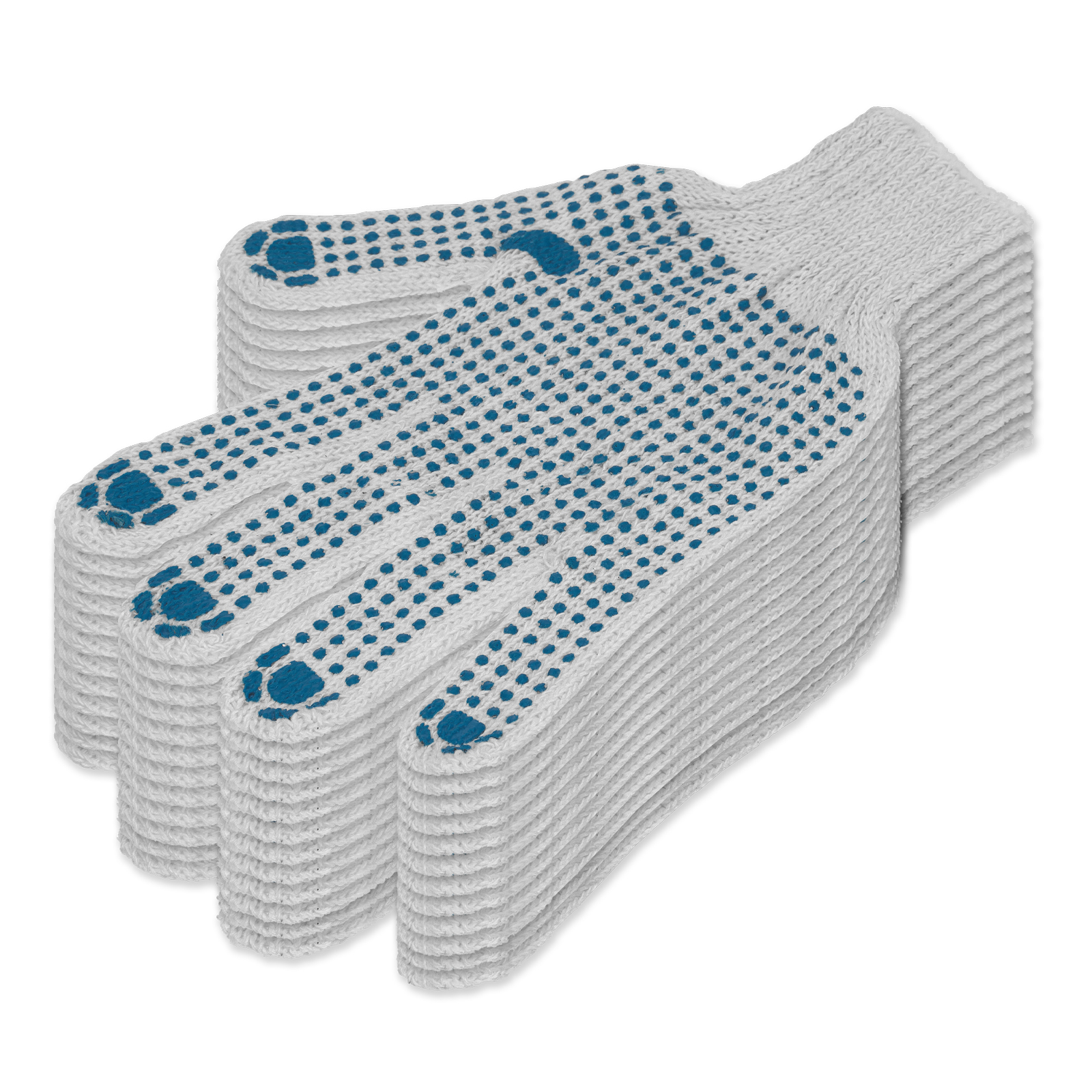 Перчатки х/б, ПВХ покрытие, "Точка", 6 пар в упаковке, 7 класс (67717)