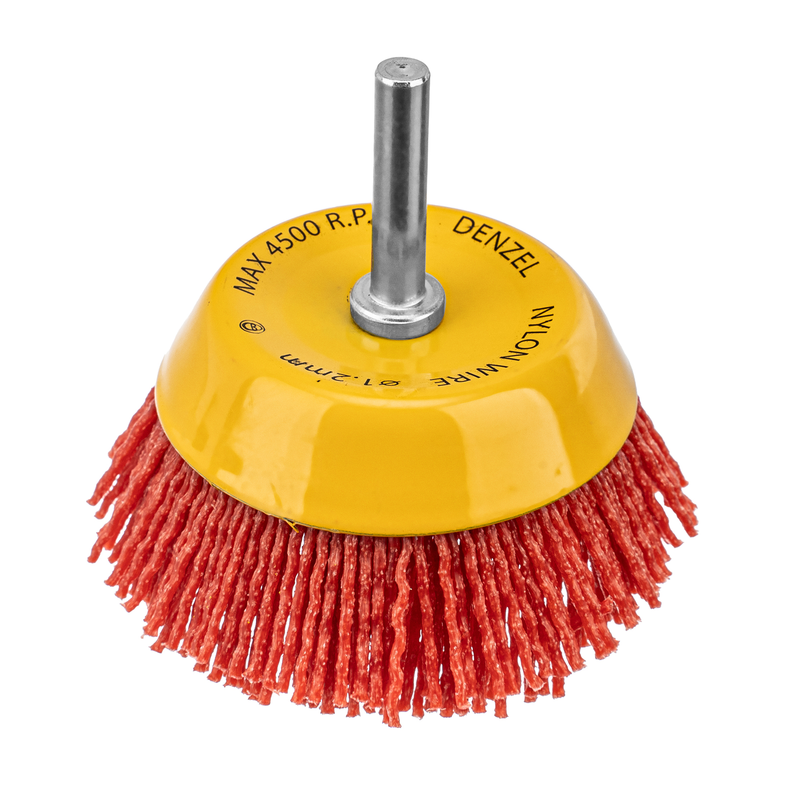 Щетка для дрели, 75 мм, Чашка, со шпилькой, нейлоновая щетина Denzel (74436)