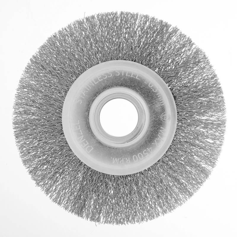 Щетка для УШМ, 125 мм, "Плоская", витая нержавеющая проволока 0.3 мм, посадка 22.2 мм Denzel (746563)