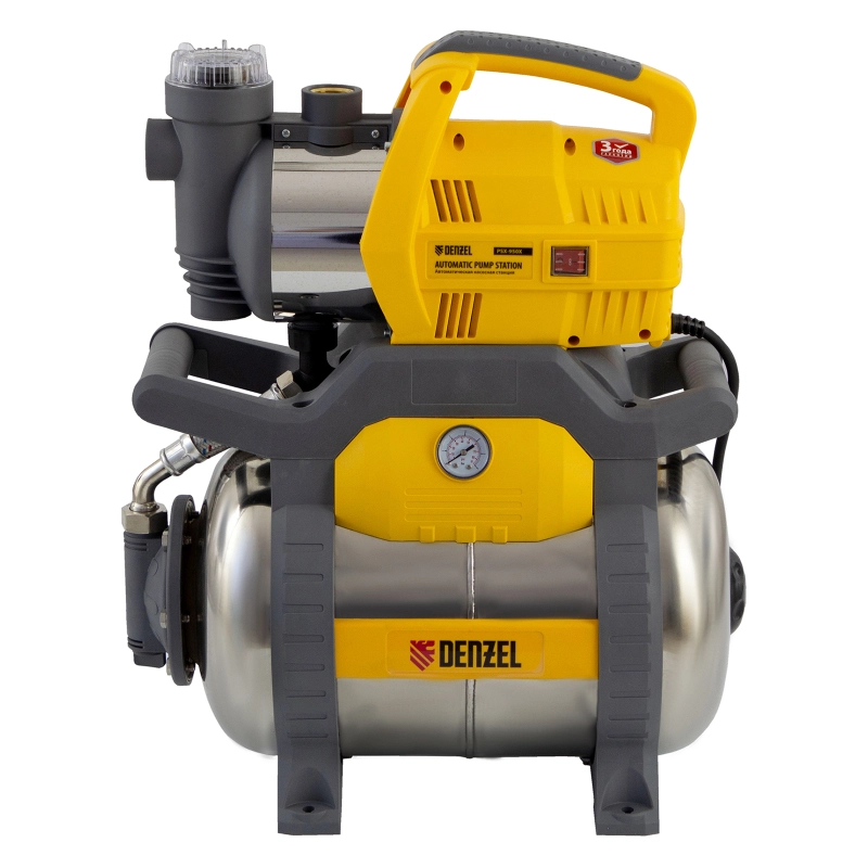 Насосная станция PSХ950X, Х-Pro, 950 Вт, 3300 л/ч, ресивер 24 л, подъем 38 м, нержавейка Denzel (97214)
