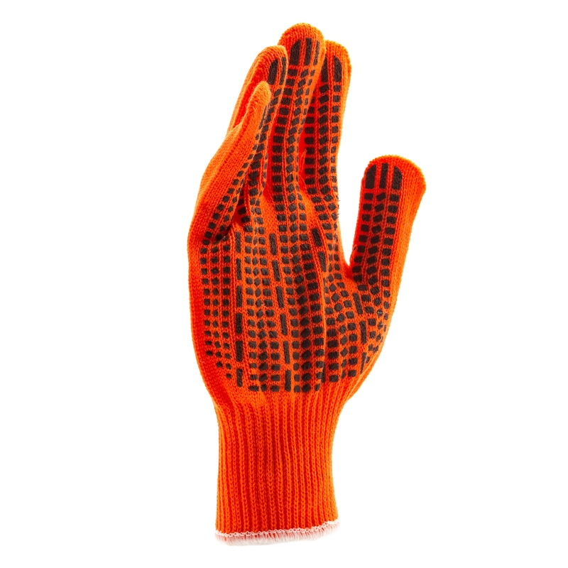 Перчатки трикотажные, акрил, ПВХ гель, "Протектор", оранжевый, оверлок Сибртех (68669)