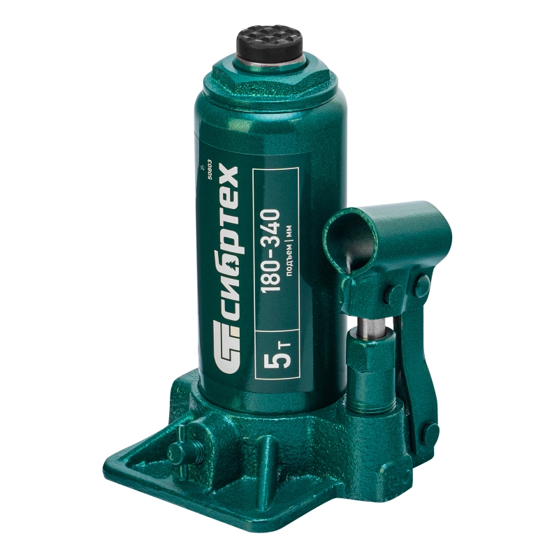 Домкрат гидравлический бутылочный, 5 т, 180-340 мм Сибртех (50803)