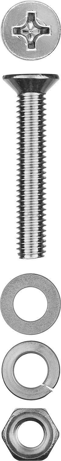 ЗУБР DIN 965, M6 х 40 мм, цинк, 8 шт, винт с гайкой и шайбами (303456-06-040)