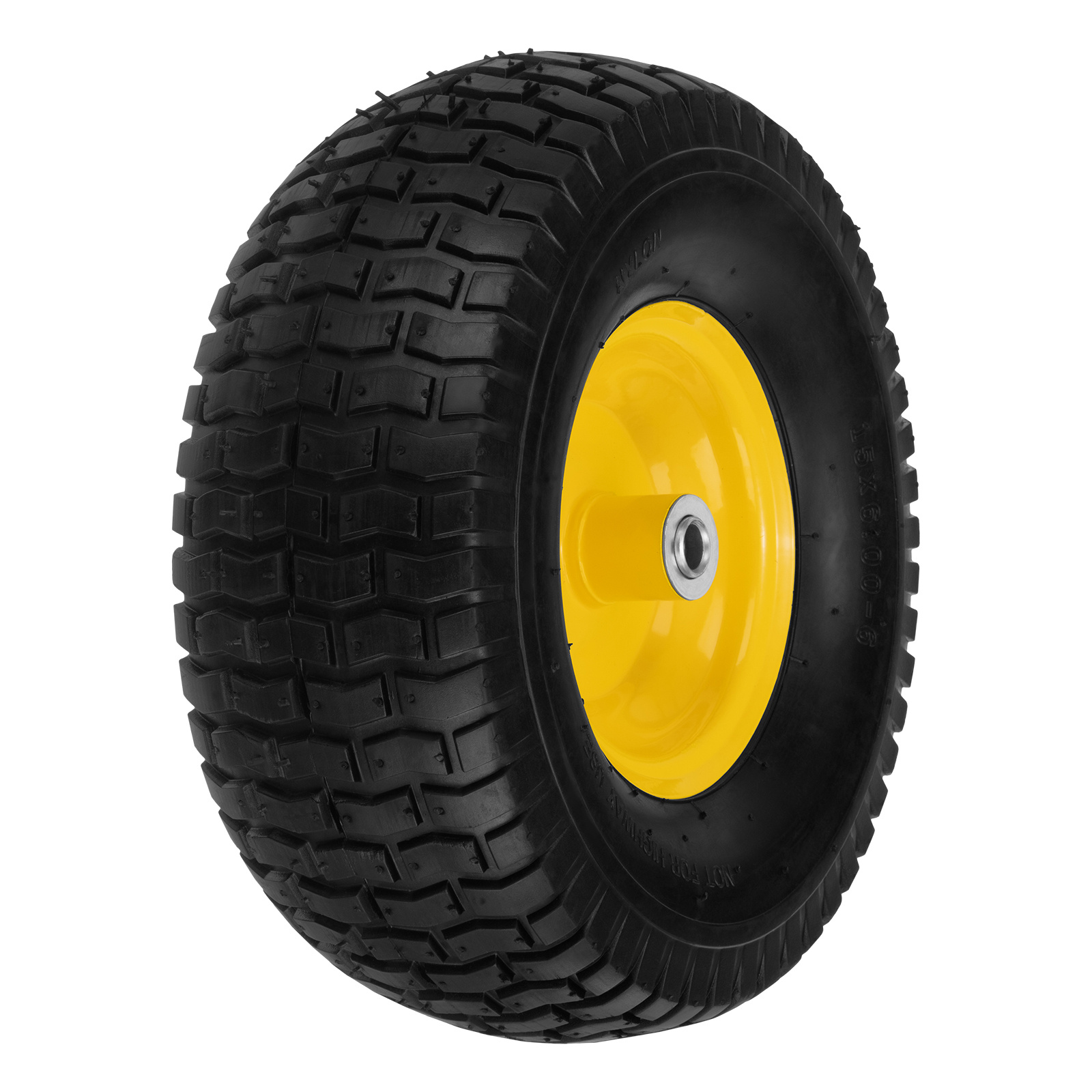 Колесо пневматическое 15/6.00-6, D 370 мм, подш. внут. диам. 16 мм, длина оси 100 мм Denzel (68998)