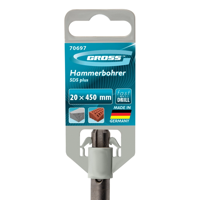 Бур по бетону Pro, 20 х 450 мм, SDS Plus Gross (70697)