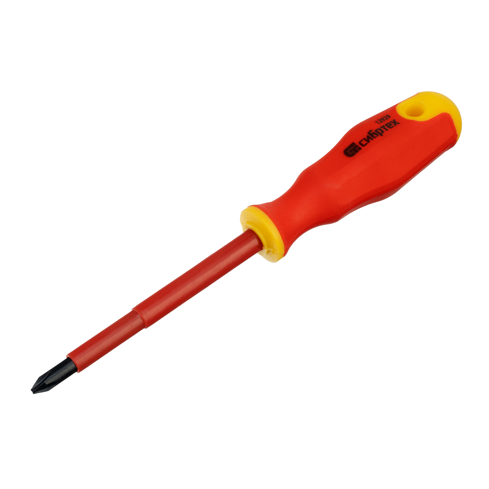 Отвертка диэлектрическая PH2 х 100 мм, CrV, до 1000 В, двухкомпонентная рукоятка Сибртех (12929)