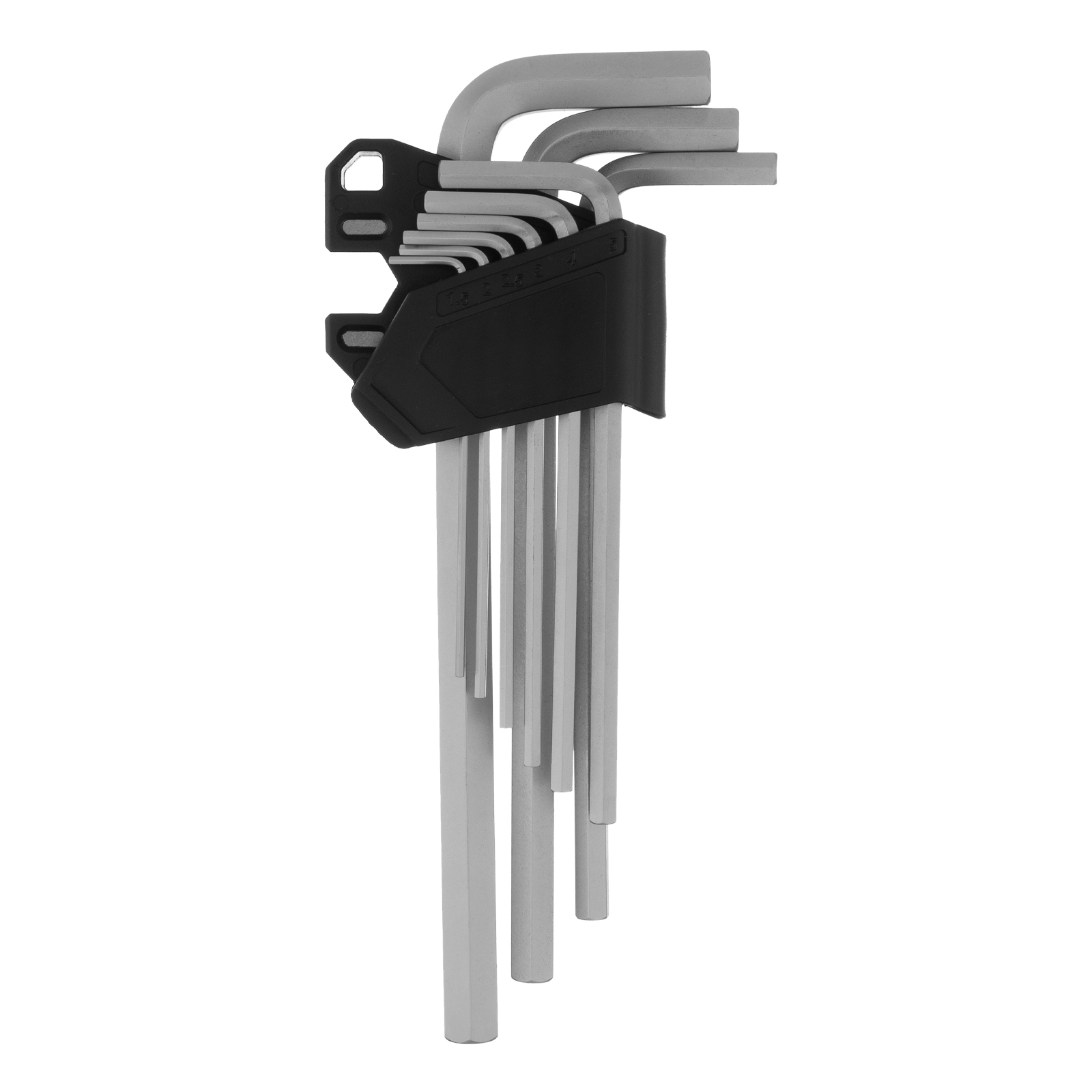 Набор ключей имбусовых, HEX, 1,5-10 мм, CrV, 9 шт., удлиненные Сибртех (123687)