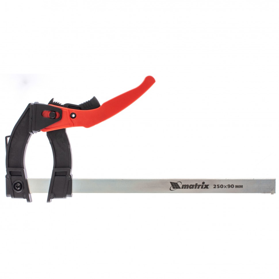 Струбцина реечная быстрозажимная, пластиковый корпус рычажно-храповой механизм, 250 х 90 х 340 мм, штанга 5 х 20 мм Matrix (20737)