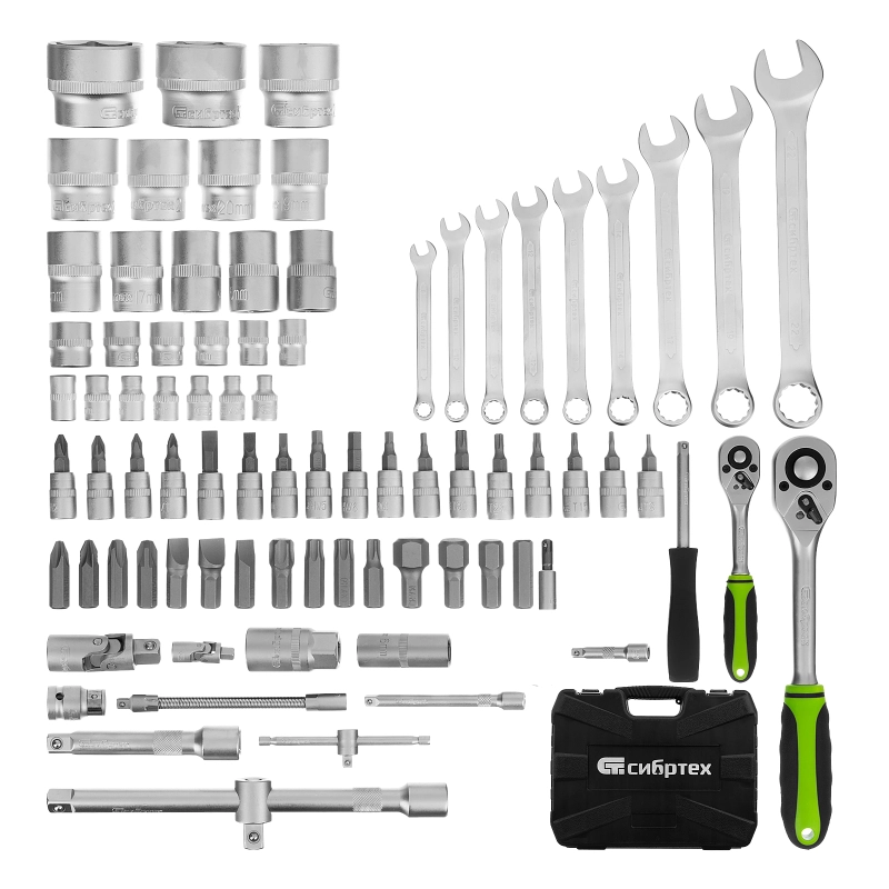 Набор инструмента, 1/2", 1/4", пластиковый кейс, 83 предмета Сибртех (13500)