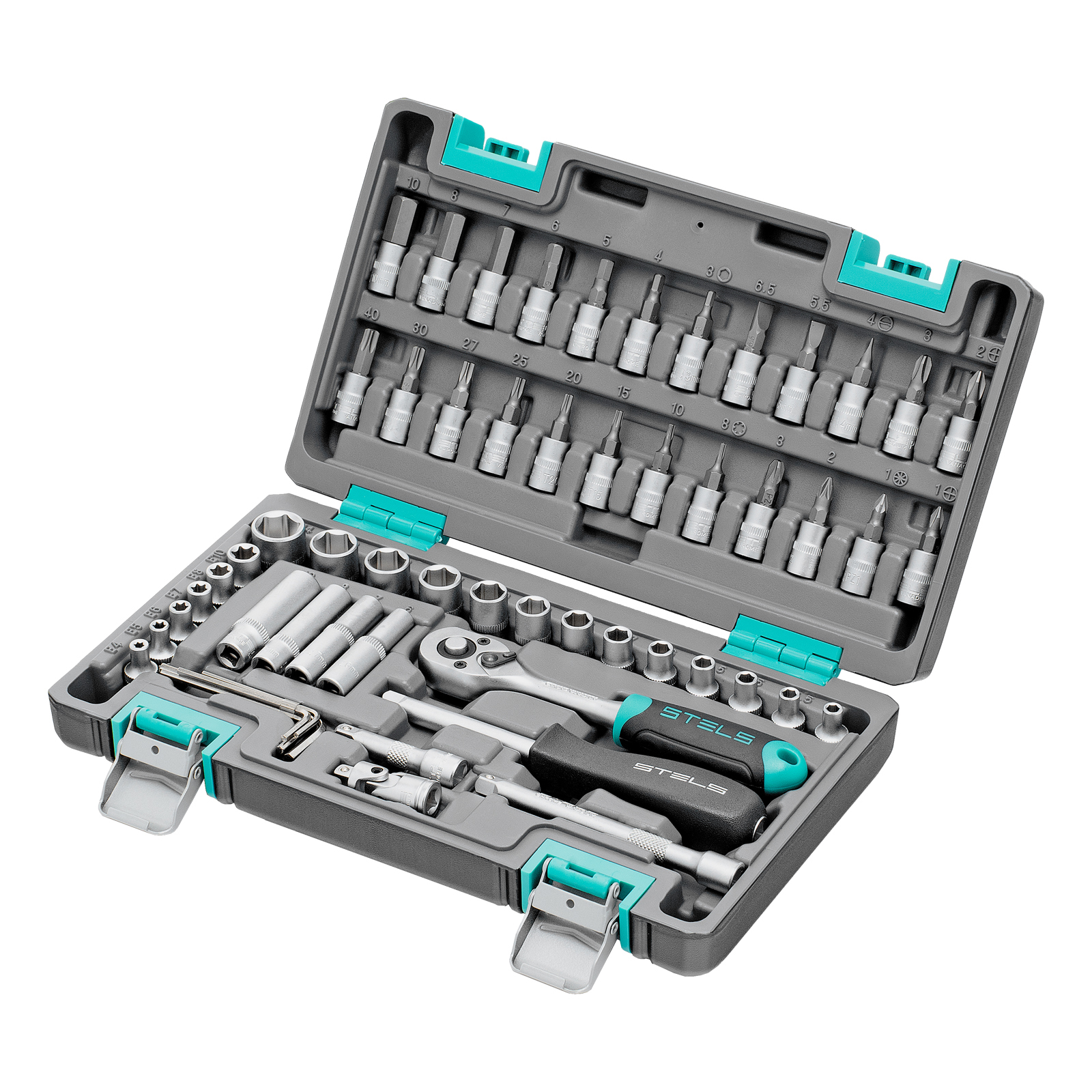 Набор инструментов, 1/4", CrV, пластиковый кейс 57 предметов Stels (14101)