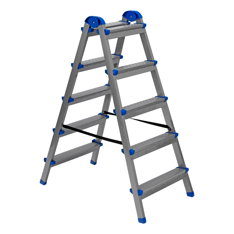 Стремянка двухсторонняя 5 ступеней, сталь профиль, стальные ступени, Сибртех (97985)