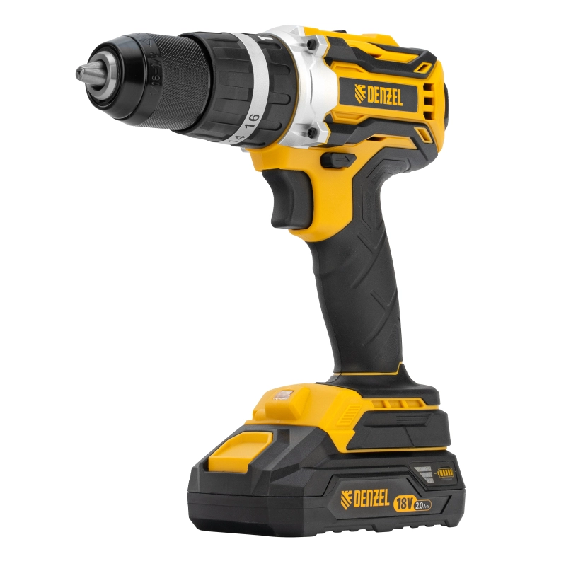 Дрель-шуруповерт аккумуляторная ударная бесщет CIDB-18-02, Li-Ion, 18 В Denzel (26145)