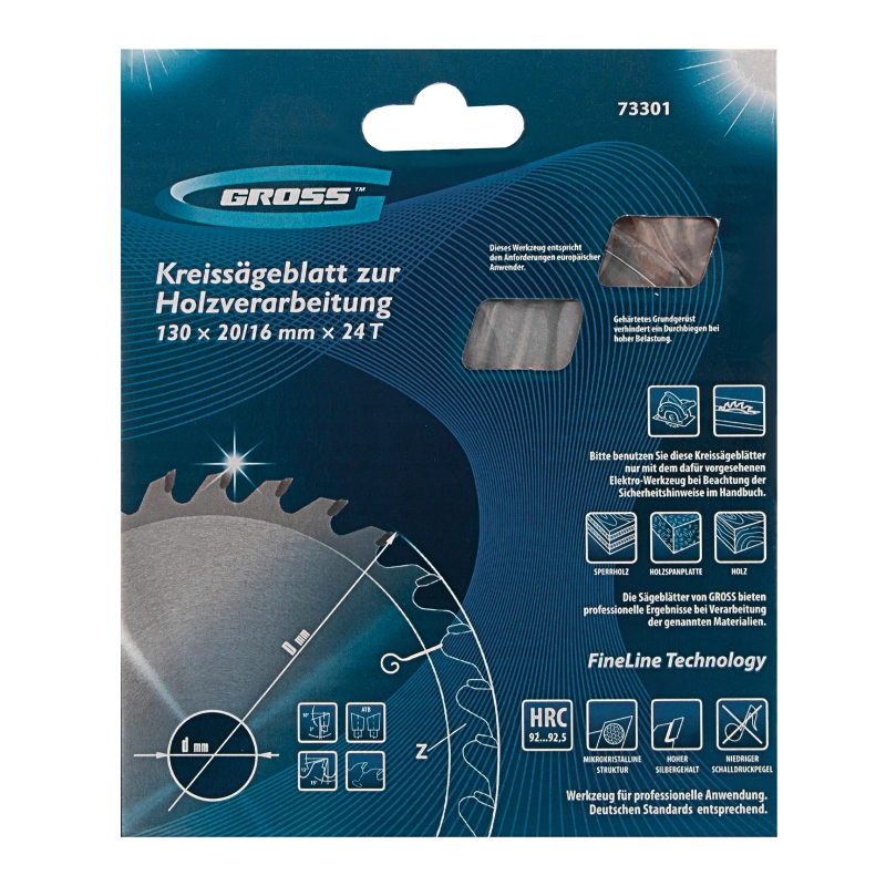 Пильный диск по дереву 130 x 20/16 x 24Т Gross (73301)