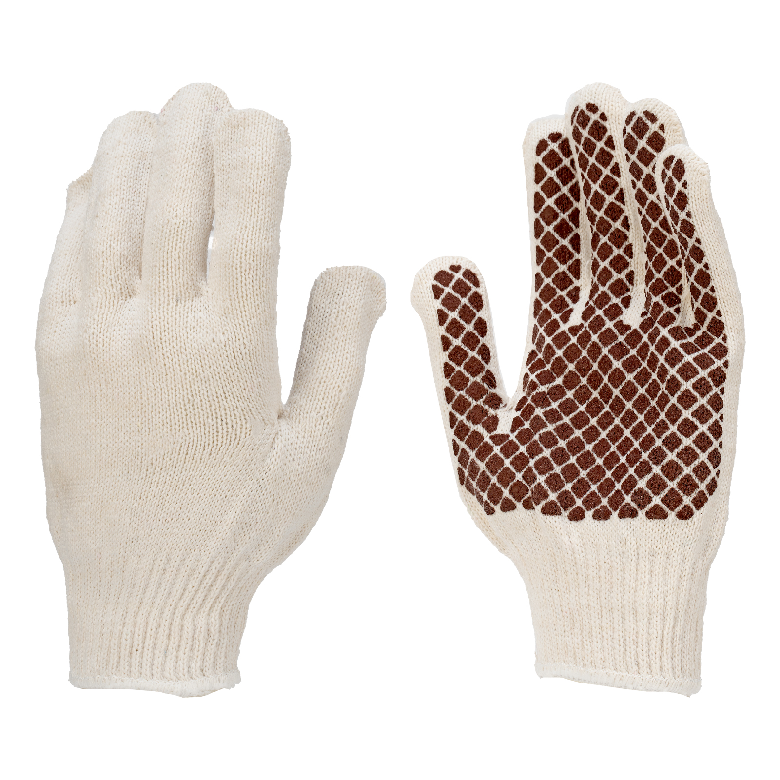 Перчатки трикотажные, ПВХ гель шахматный облив, оверлок Сибртех (67779)