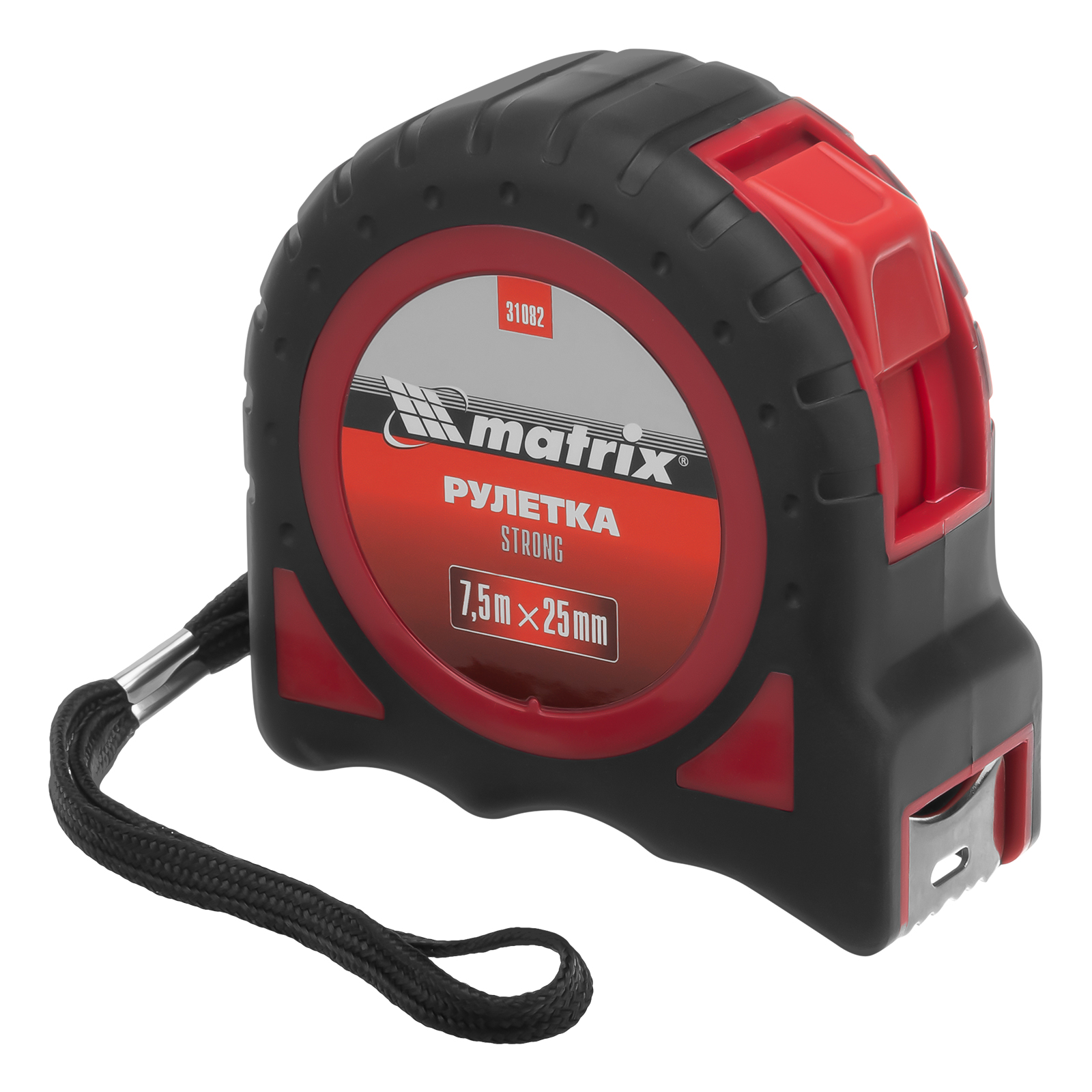 Рулетка Strong,7,5 м х 25 мм,обрезиненный корпус Matrix (31082)