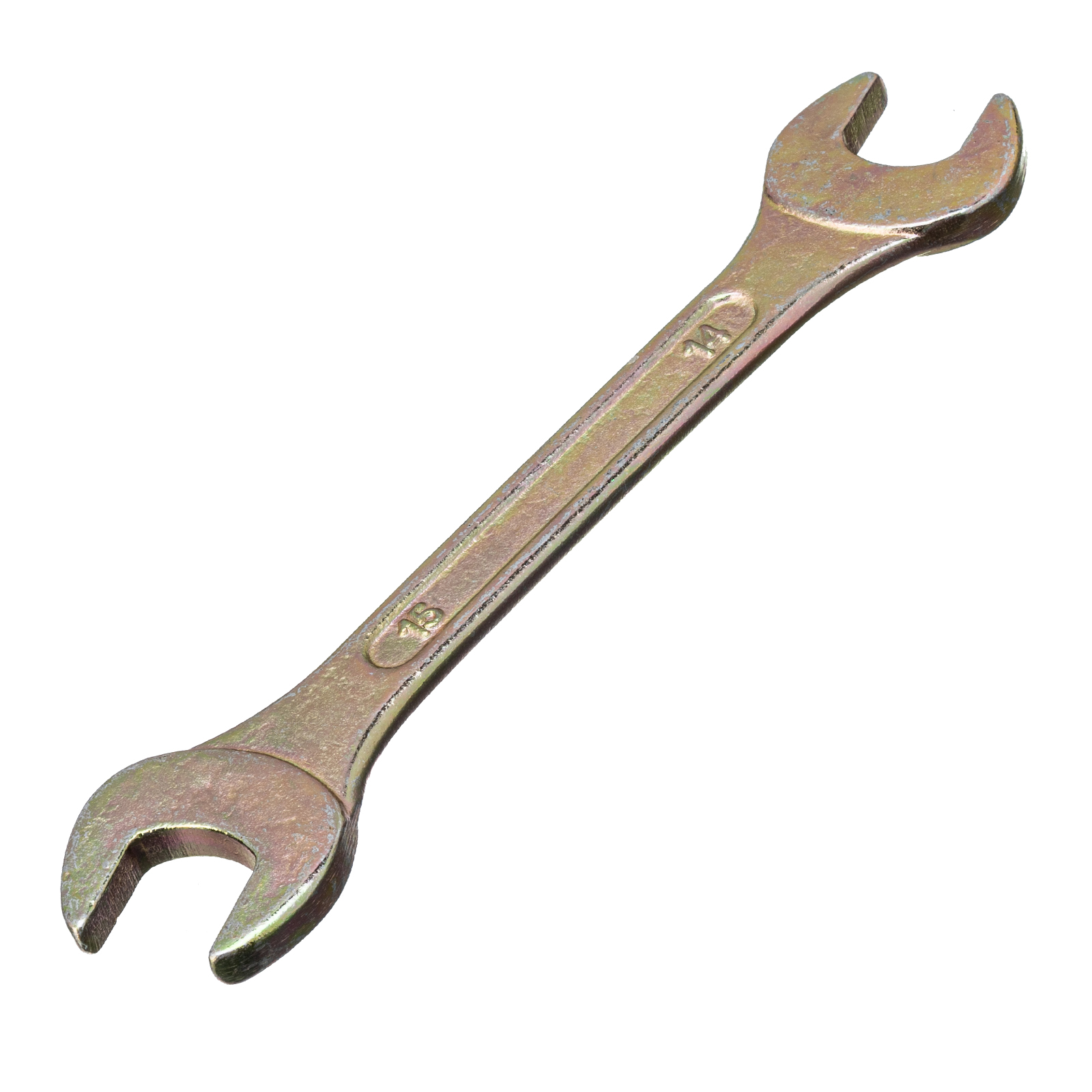 Ключ рожковый, 14 х 15 мм, желтый цинк Сибртех (14308)