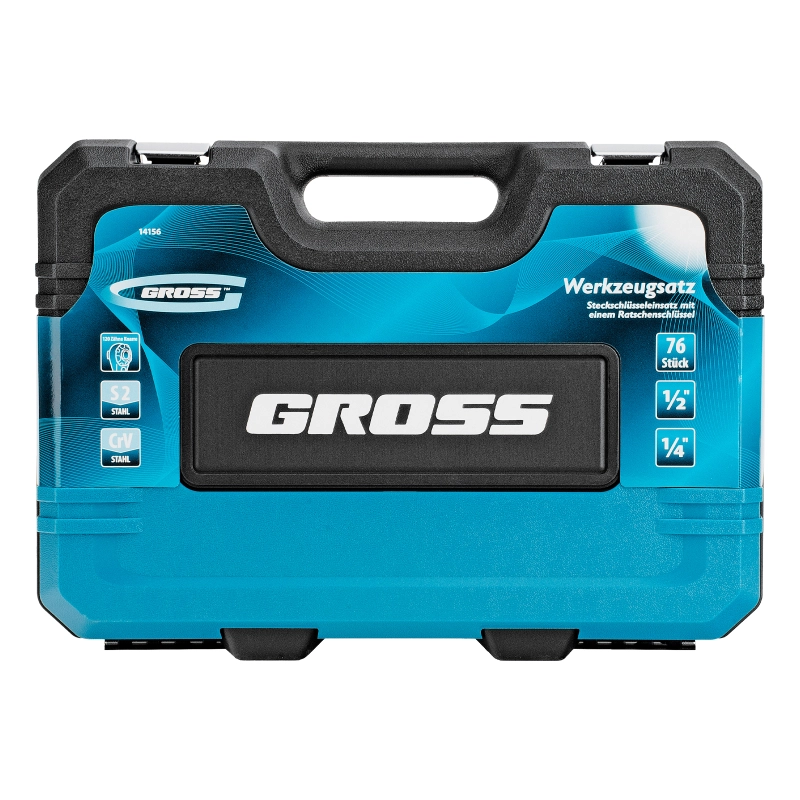 Набор инструментов, 1/4", 1/2", CrV, 120 зубьев, 76 предметов Gross (14156)