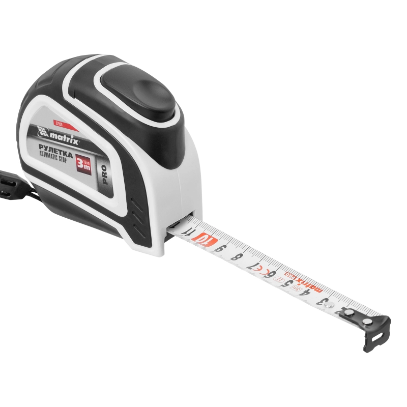 Рулетка Autostop,3 м х 16 мм,двухкомпонентный корпус,автоматическая фиксация,Pro Matrix (32550)