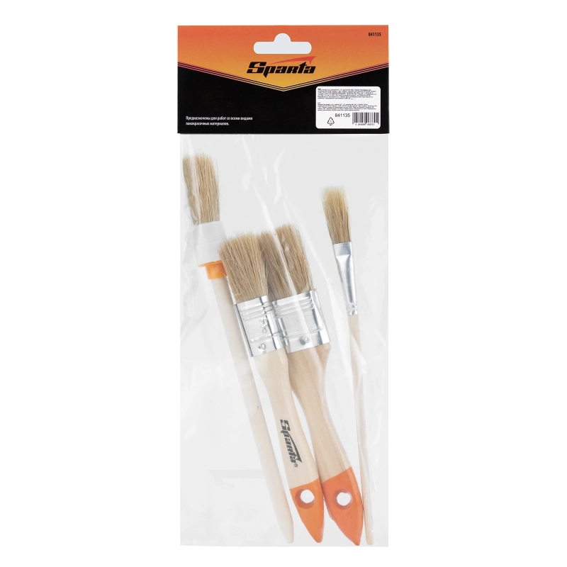 Набор кистей, 4 шт, плоские 3/4", 1/5" круглые №1, №2 Sparta (841135)