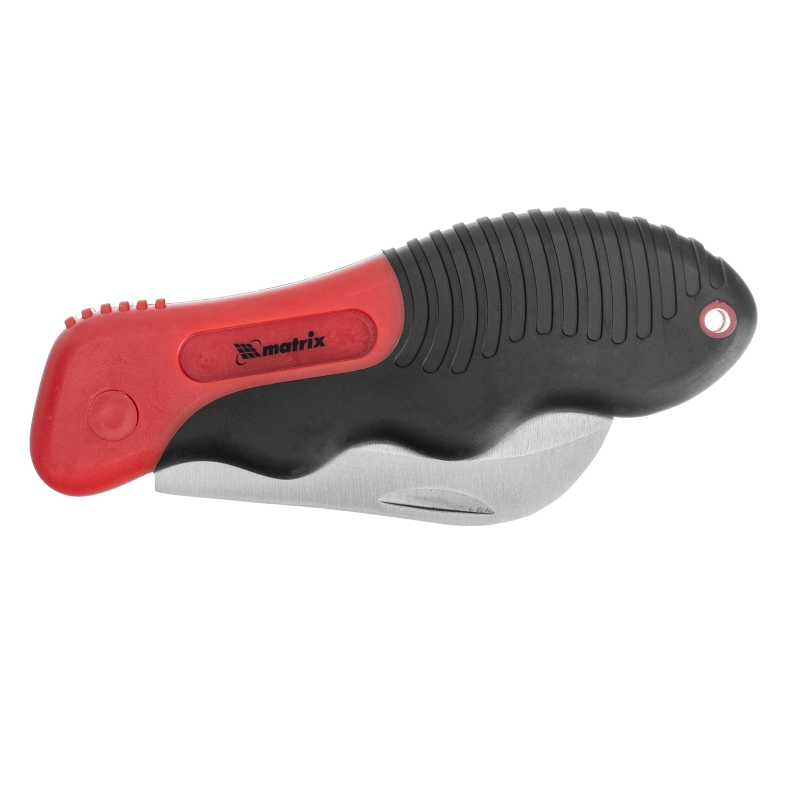 Нож электрика, складной, изогнутое лезвие, эргономичная двухкомпонентная рукоятка Matrix (78986)