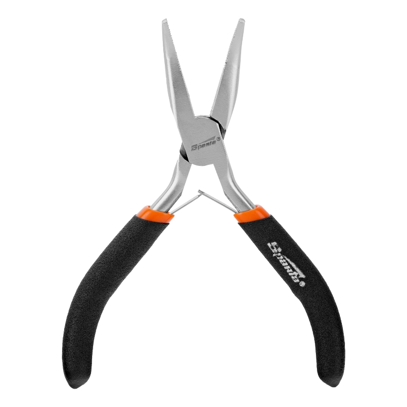 Длинногубцы изогнутые Mini, 130 мм, никелированные, авторазжим Sparta (17822)