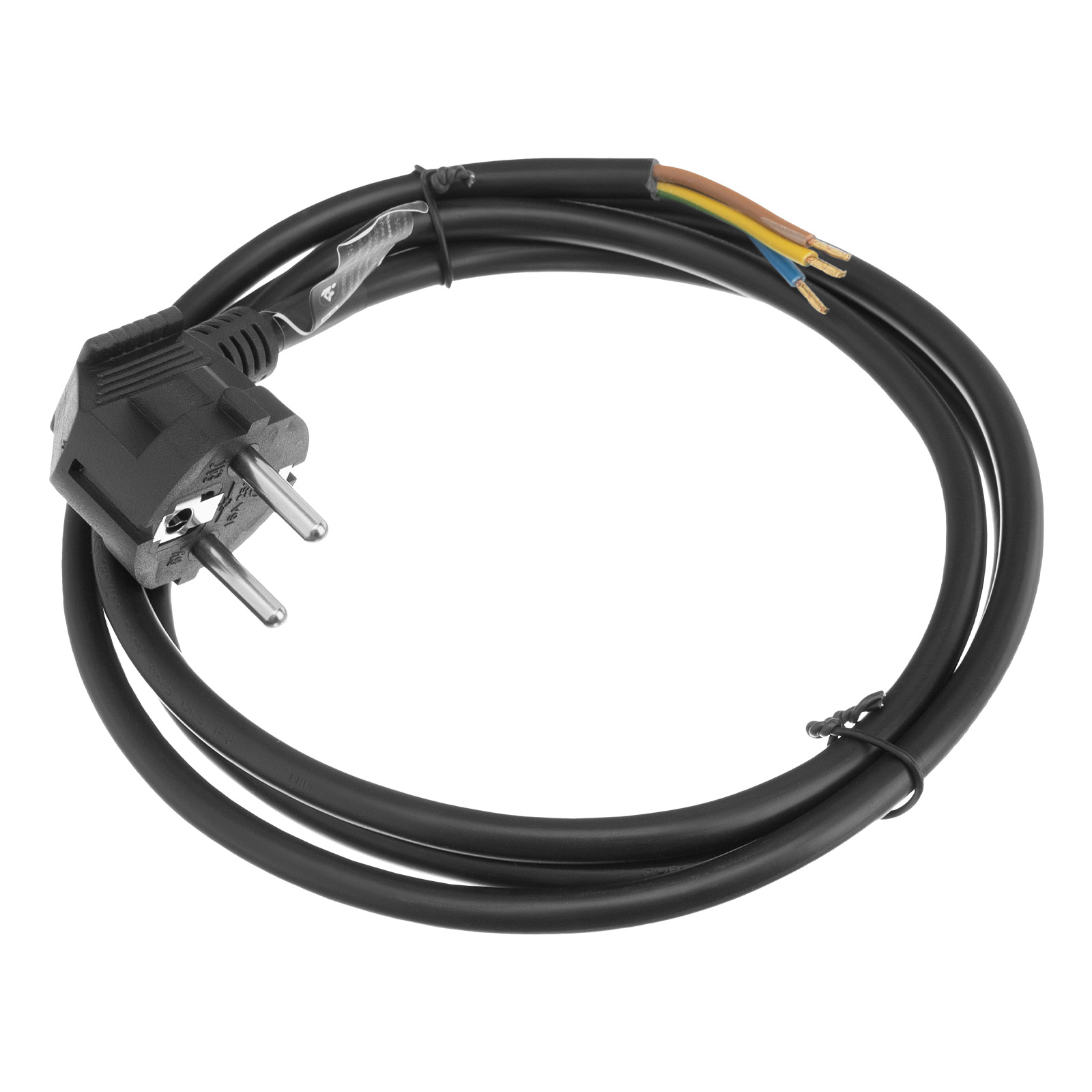 Шнур сетевой Energy Series, ПВС, 1,5 м, 3 x 1,5 мм, с неразборной вилкой, черный, Denzel (37671)