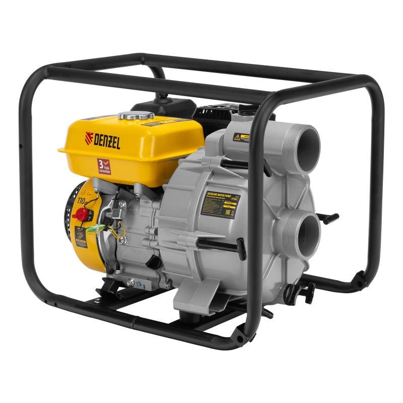 Мотопомпа бензиновая для грязной воды PX-80D7, 7 л.с., 3", 1300 л/мин, глуб 8 м,напор 30 м Denzel (99206)