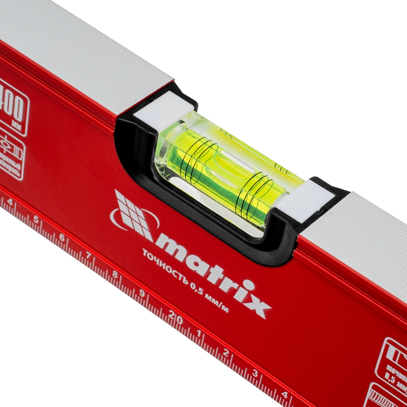 Уровень алюминиевый, фрезерованный, 3 глазка, 400 мм Matrix (34200)