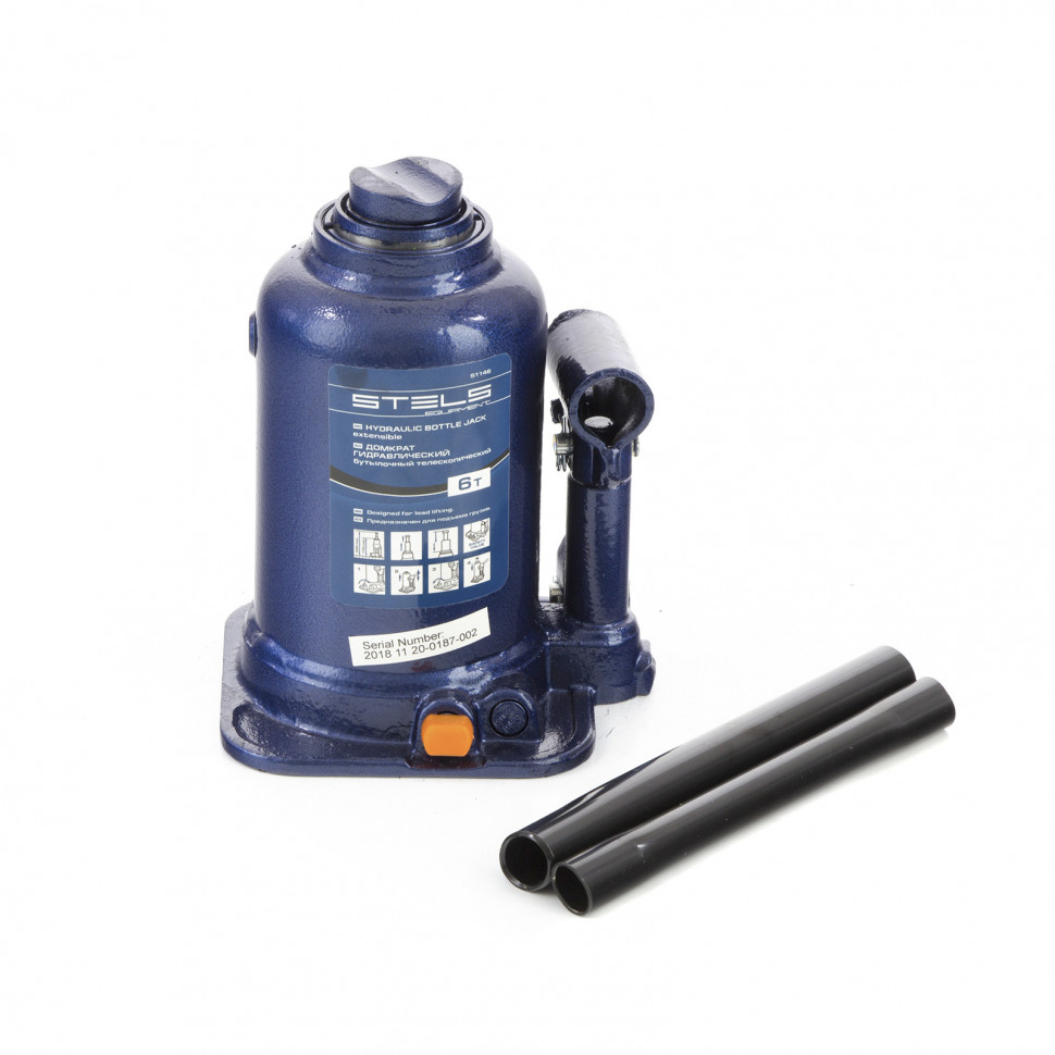 Домкрат гидравлический бутылочный телескопический, 6 т, подъем 170-430 мм Stels (51146)