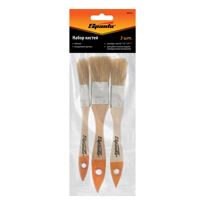 Набор кистей, 3 шт, плоские 1/2", 3/4", 1" Sparta (841115)