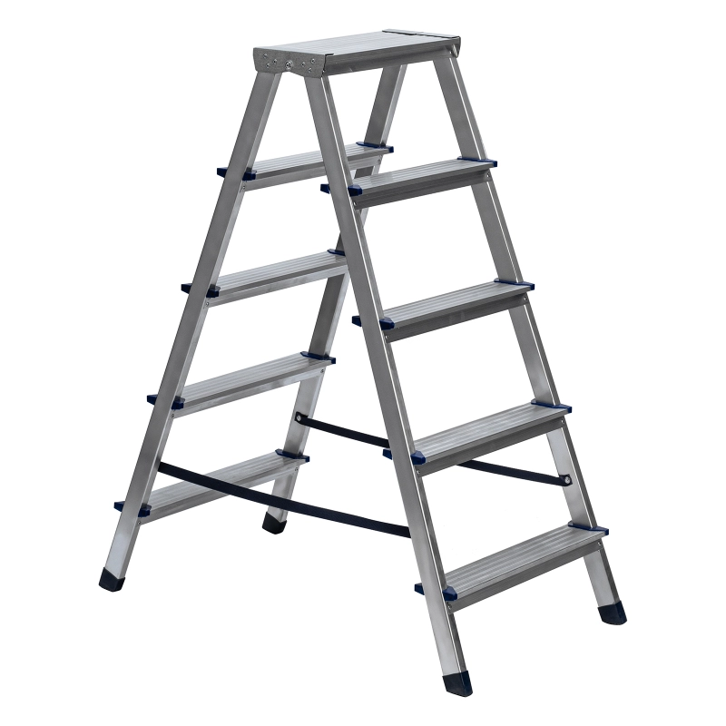 Стремянка двусторонняя 5 ступеней, алюминиевая, Сибртех (97925)