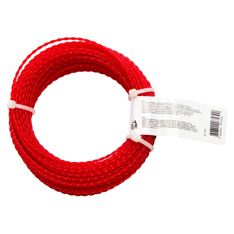 Леска для триммера овальная витая, 2.0 мм х 15 м, Сибртех (961365)