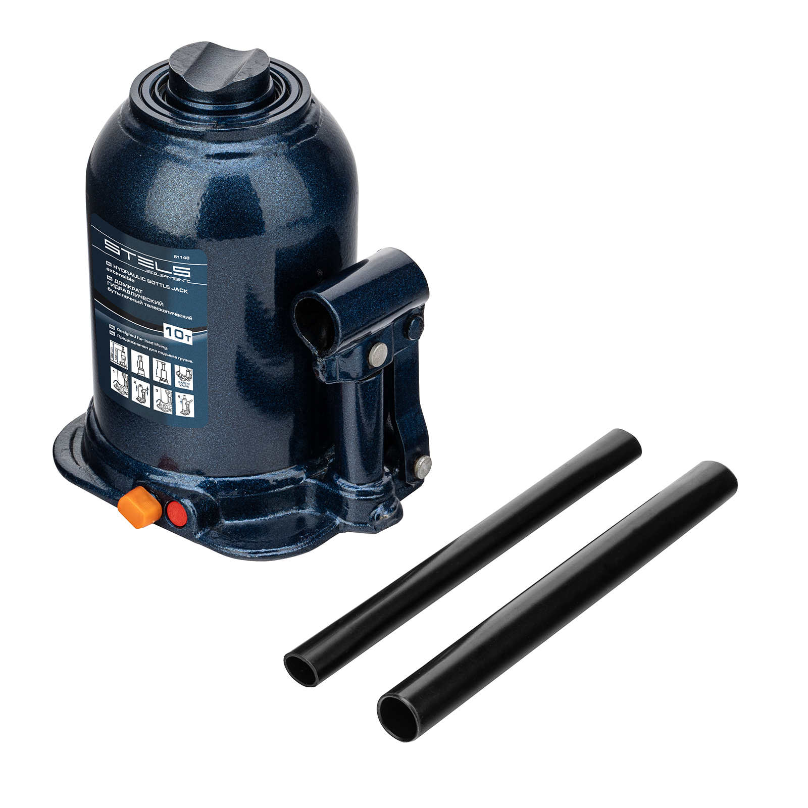 Домкрат гидравлический бутылочный телескопический, 10 т, подъем 180-450 мм Stels (51148)