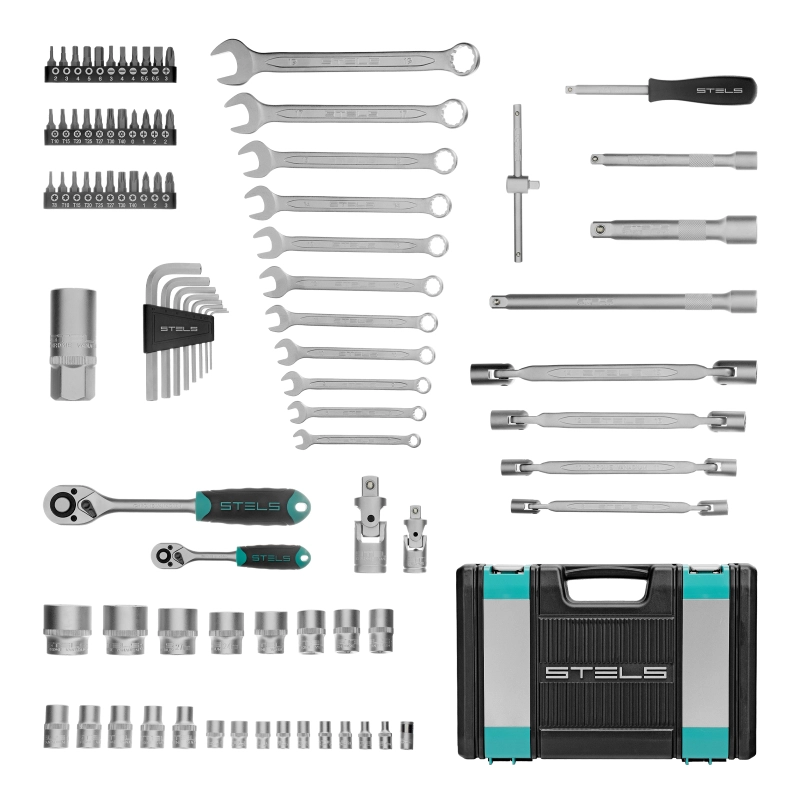 Набор инструментов, 1/2", 1/4", CrV, пластиковый кейс 88 предметов Stels (14109)