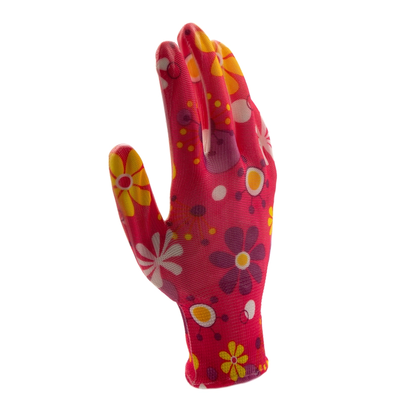 Перчатки садовые из полиэстера с нитрильным обливом, цветы, М Palisad (67857)