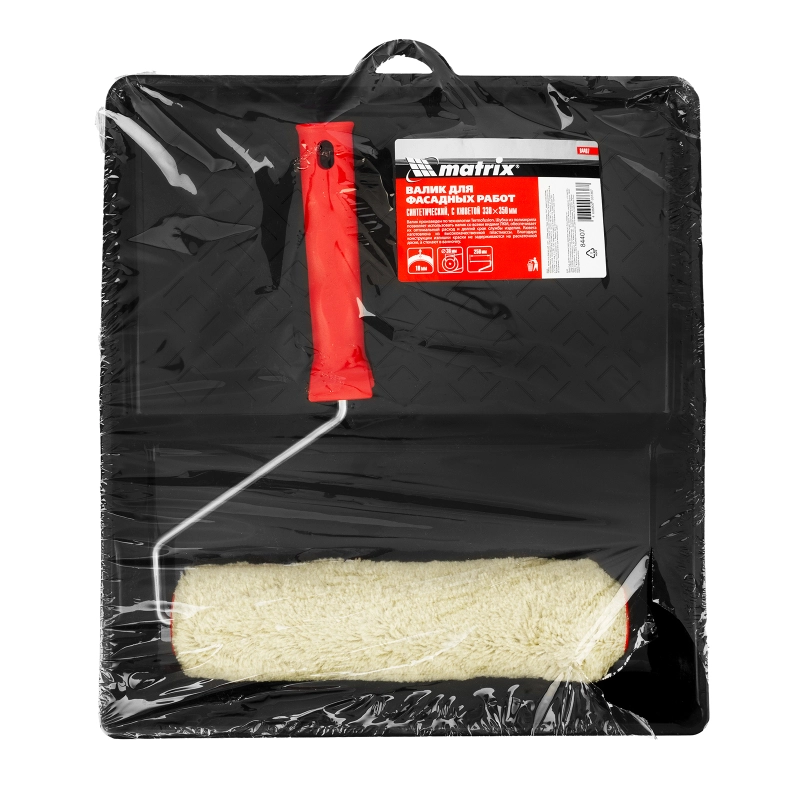 Набор, валик для фасадных работ синтетический, 250 мм, ворс 18 мм, D 36 мм, РАС, кювета 330 х 350 мм Matrix (84407)