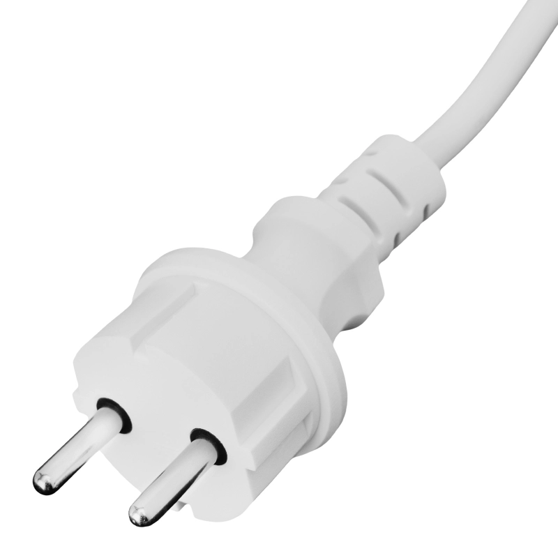 Шнур сетевой Energy Series, ПВС, 3 м, 2 x 1,5 мм, с неразборной вилкой, белый, Denzel (37672)