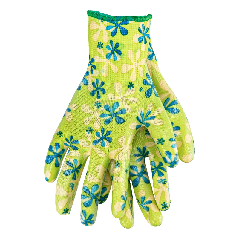 Перчатки садовые из полиэстера с нитрильным обливом, зеленые, L Palisad (67743)