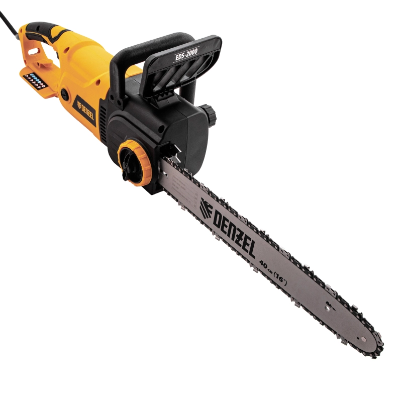 Пила цепная электрическая EDS-2000, 2 кВт,продольная, шина 40 см, шаг 3/8, паз 1.3 мм, 56 звеньев Denzel (95618)