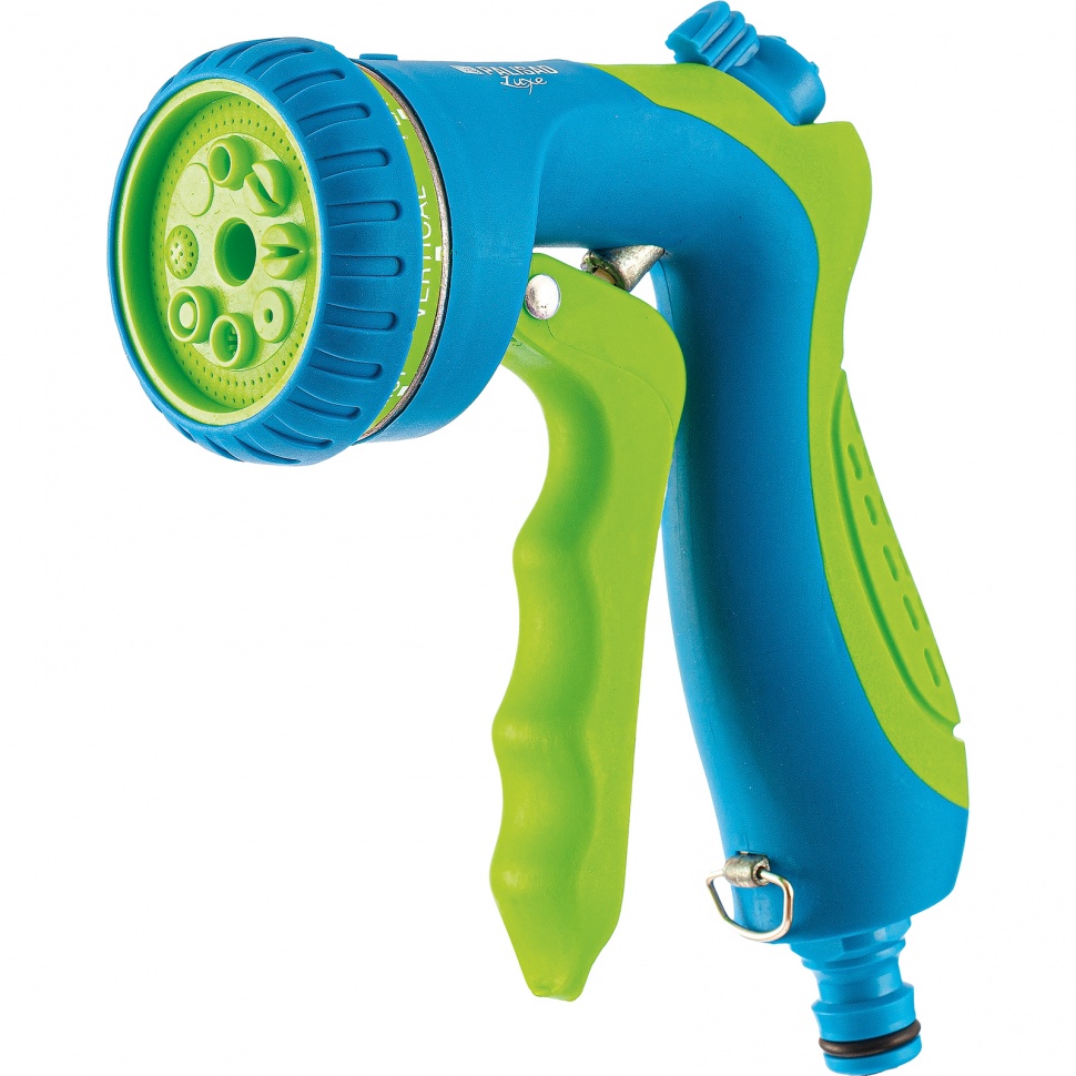 Пистолет-распылитель, 8 режимов полива, курок спереди, регулятор напора, эргономичная рукоятка Palisad Luxe (65180)