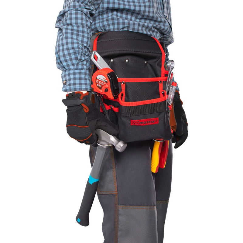 Подсумок поясной, 8 карманов, держатель для молотка, для клещей Matrix (90242)