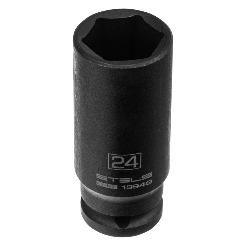 Набор ударных глубоких шестигранных торцевых головок, 1/2", 10-24 мм, в кейсе 12 шт. Stels (13998)