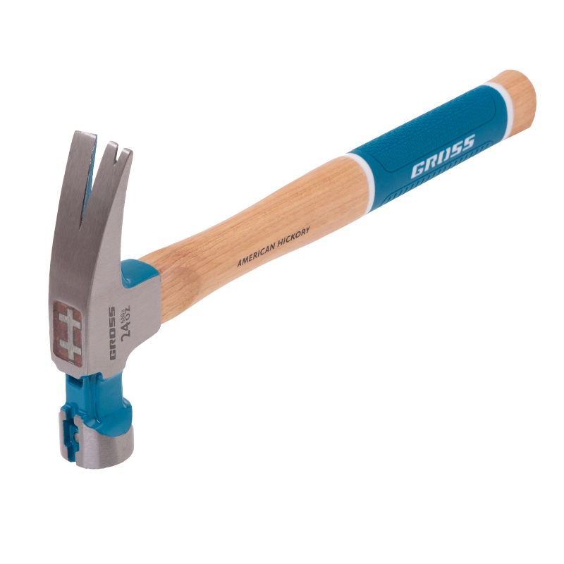 Молоток-гвоздодер, 680 г, угол 75, магнит, обрезиненная рукоятка AMERICAN HICKORY GROSS (10425)