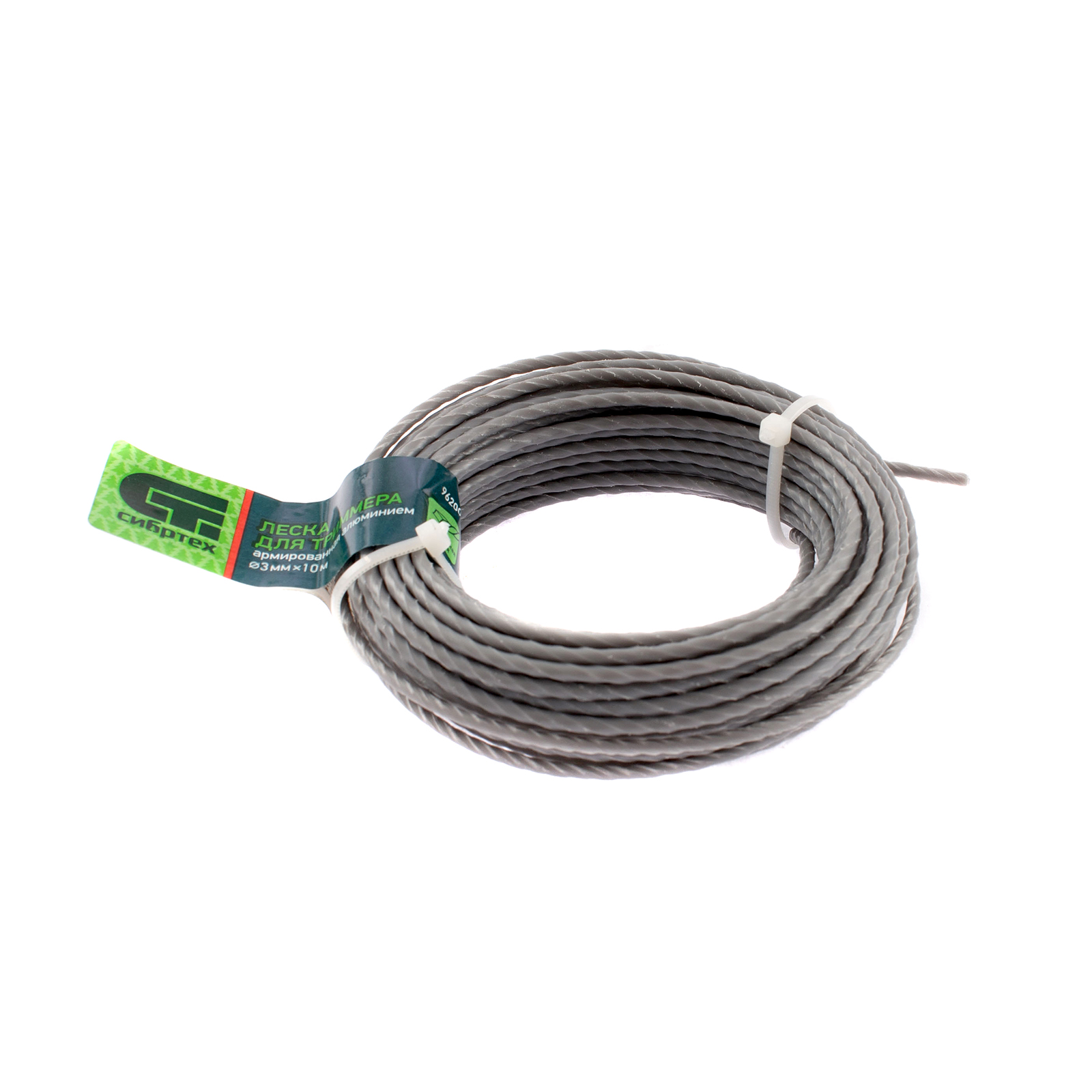 Леска для триммера квадратная витая, армированная алюминием, 3.0 мм х 10 м, Сибртех (962005)