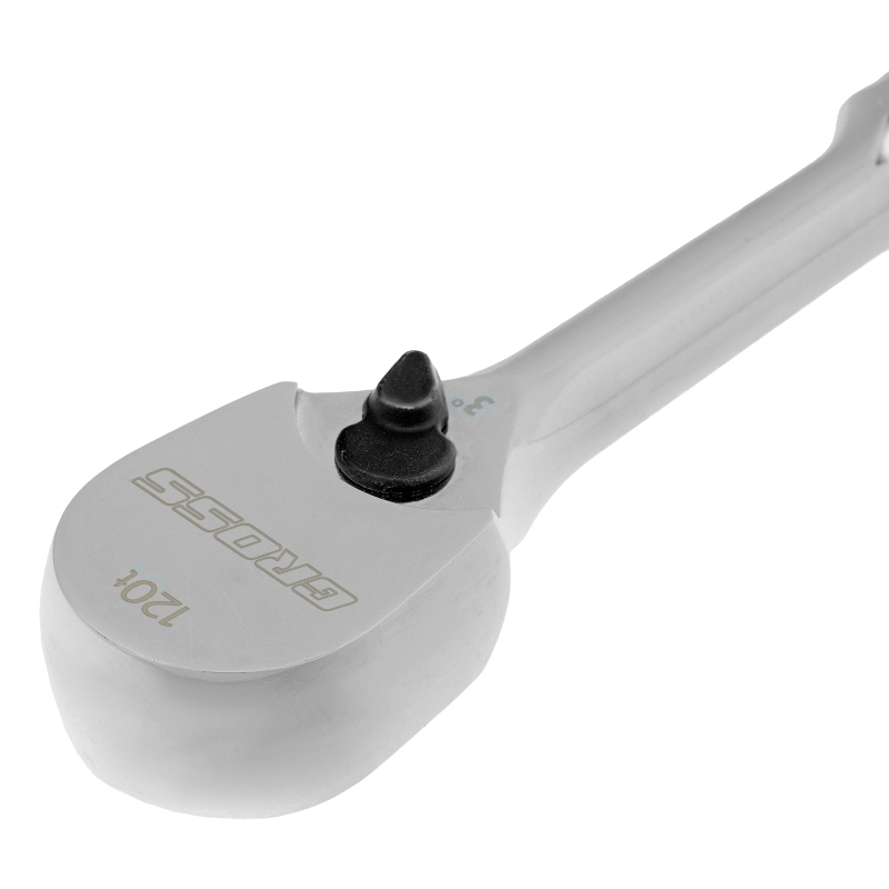 Ключ-трещотка 1/4", CrV, 120 зубьев, цельнометаллический, хром Gross (14050)